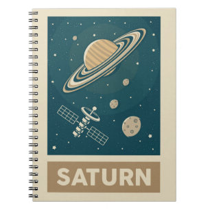 Saturn Retro Galaxy Satellite Anteckningsbok
