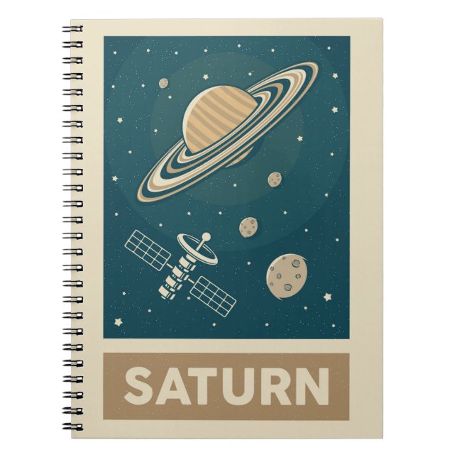 Saturn Retro Galaxy Satellite Anteckningsbok (Framsidan)