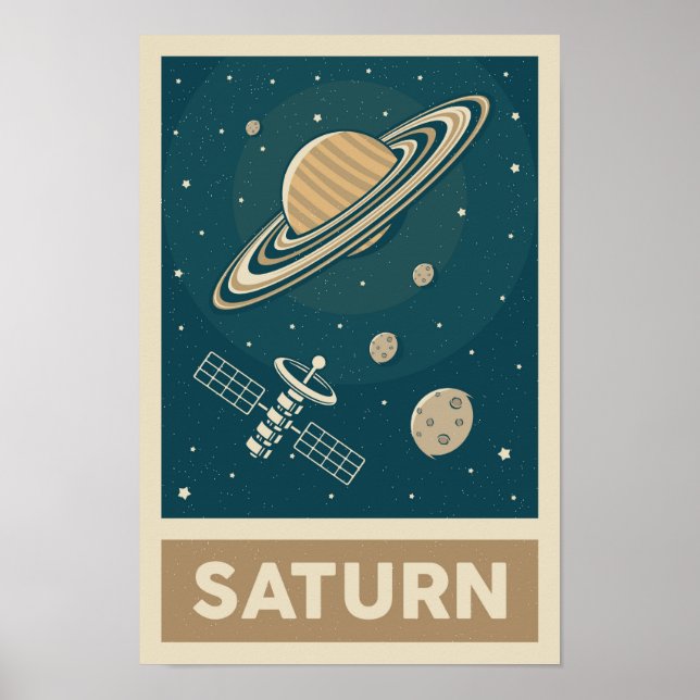 Saturn Retro Galaxy Satellite Poster (Framsidan)