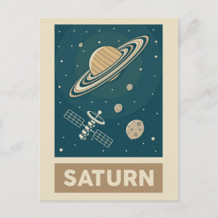 Saturn Retro Galaxy Satellite Vykort