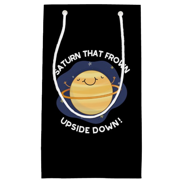 Saturn som Frown Up Down Planet Pun Mörk BG (Framsidan)