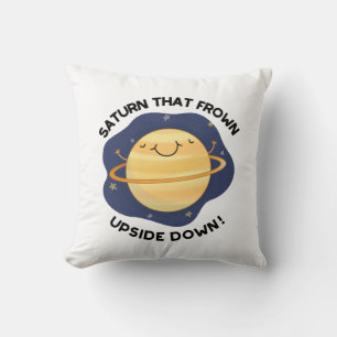 Saturn som Frown Upside Up Down FUNNY Planet Pun Kudde