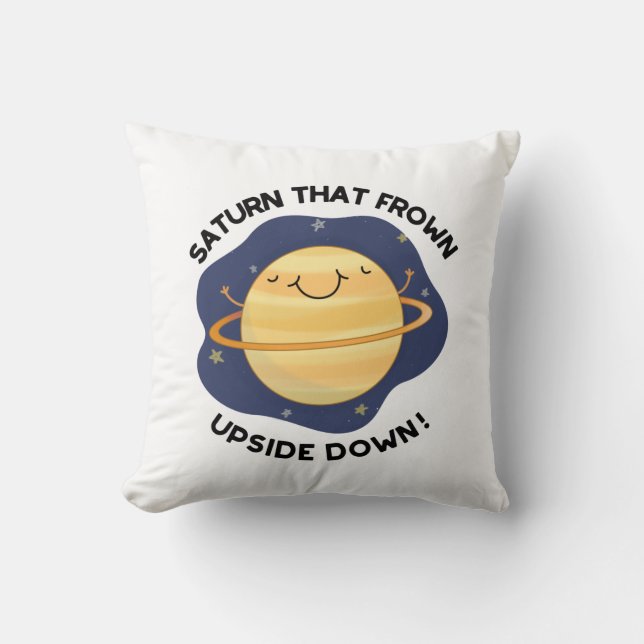 Saturn som Frown Upside Up Down FUNNY Planet Pun Kudde (Framsida)