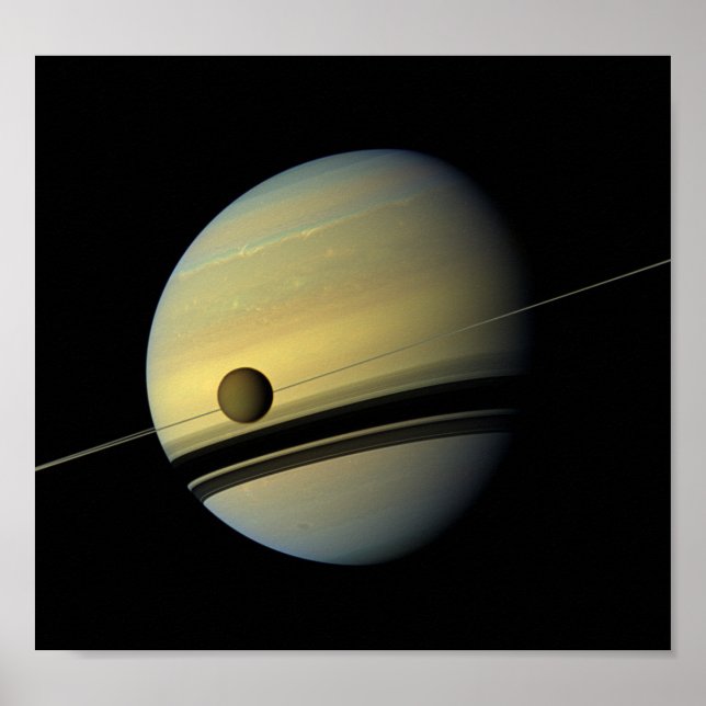 Saturn & Titan Cassini Space Photo Poster (Framsidan)