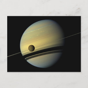 Saturn & Titan Cassini Space Photo Vykort