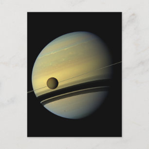 Saturn & Titan Cassini Space Photo Vykort
