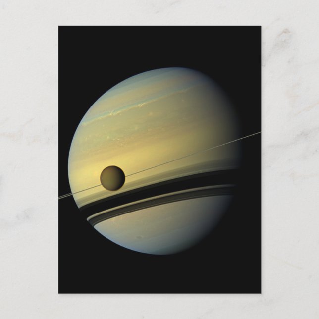 Saturn & Titan Cassini Space Photo Vykort (Framsida)