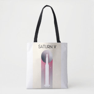 Saturn V Apollo rymdkonst illustrativt tryck. Tygkasse
