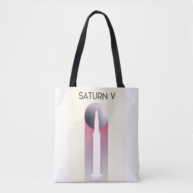 Saturn V Apollo rymdkonst illustrativt tryck. Tygkasse (Framsida)