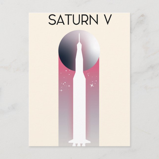 Saturn V Apollo rymdkonst Vykort (Framsida)