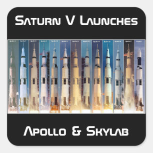 Saturn V Måne Rocket Launches Fyrkantigt Klistermärke