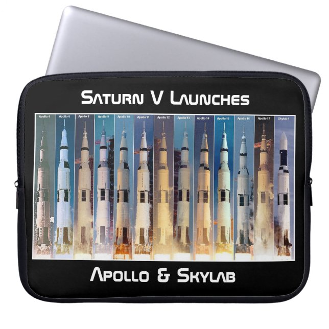 Saturn V Måne Rocket Launches Laptop Fodral (Framsidan)