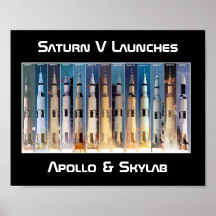Saturn V Måne Rocket Launches Poster