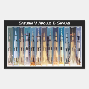 Saturn V Måne Rocket Launches Rektangulärt Klistermärke