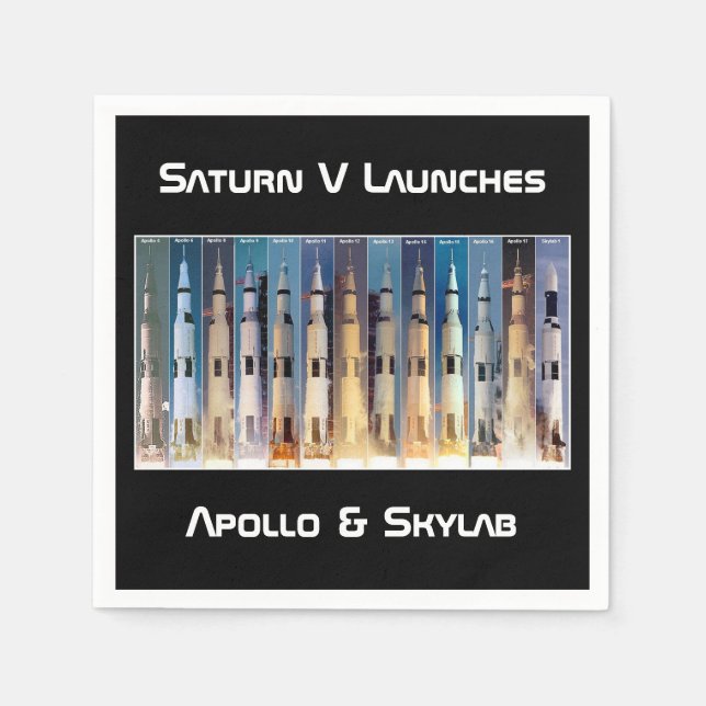 Saturn V månraket lyfter Pappersservett (Framsidan)