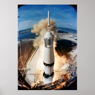 Saturn V Rocket-uppskjutning 1969 Apollo-rymdfarko Poster
