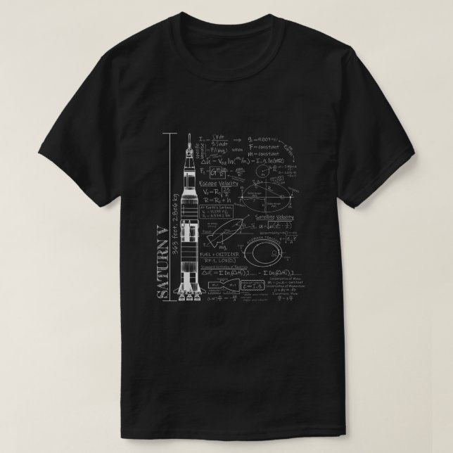 Saturn V Saturnus 5 Rocket Science Equations T Shirt (Design framsida)