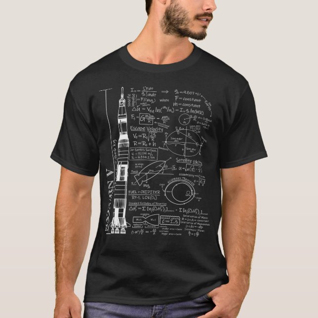 Saturn V Saturnus 5 Rocket Science Equations  T Shirt (Framsida)