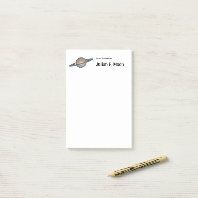 Saturn with Rings Outer Space Personalized Post-it Block (På skrivbordet)