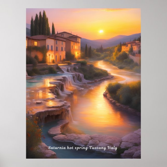 Saturnia Hett Vår Toscana Italien Paeing Poster (Framsidan)