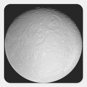 Saturns isig måne Rhea Fyrkantigt Klistermärke