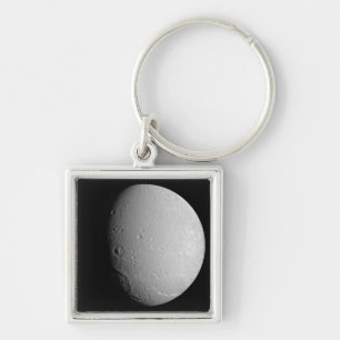 Saturns måne Dione 2 Fyrkantig Silverfärgad Nyckelring