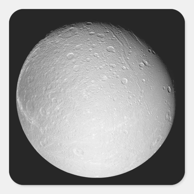 Saturns måne Dione Fyrkantigt Klistermärke (Framsida)