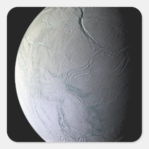 Saturns måne Enceladus Fyrkantigt Klistermärke