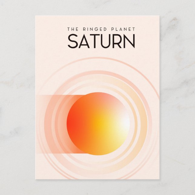 Saturnus - Den ringade planetens rymdkonst. Vykort (Framsida)