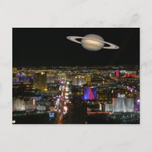 Saturnus & Las Vegas Strip-vykort Vykort