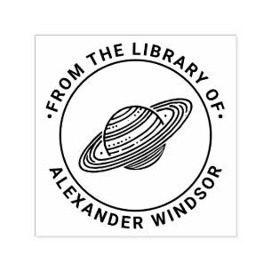 Saturnus med ringar #4 Biblioteksboknamn Självfärgande Stämpel