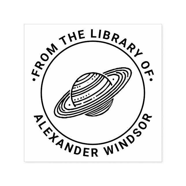 Saturnus med ringar #4 Biblioteksboknamn Självfärgande Stämpel (Design)