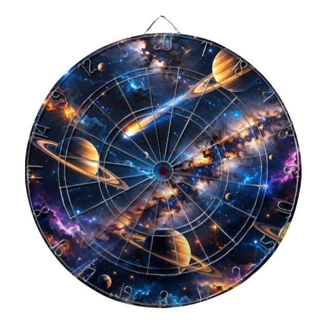 Saturnus och nebulosa premium dartboard darttavla (Framsidan)