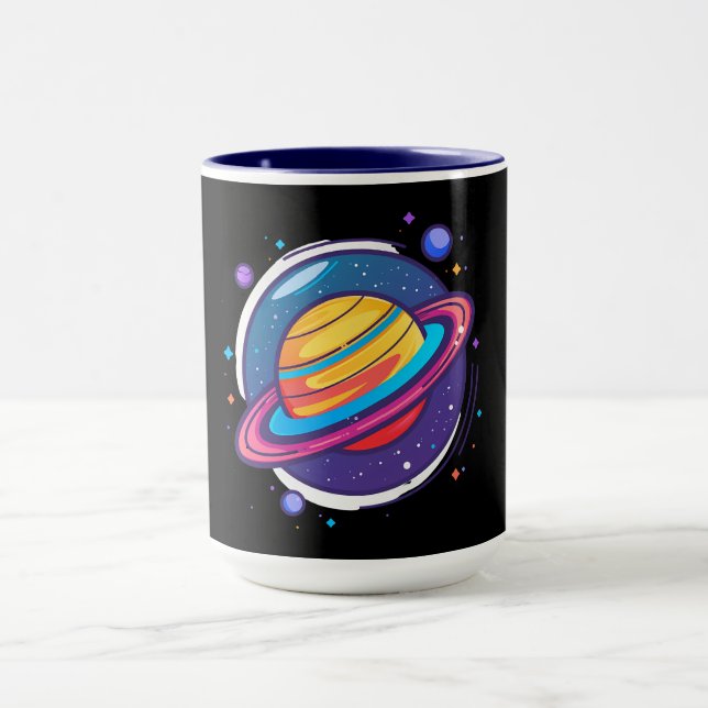 Saturnus planet kaffemugg – Kosmisk design för rym (Center)