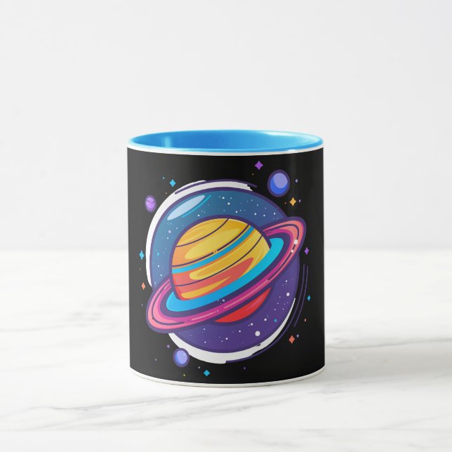 Saturnus planet kaffemugg – Kosmisk design för rym (Center)