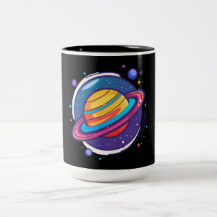 Saturnus planet kaffemugge – Kosmisk design för ry Två-Tonad Mugg