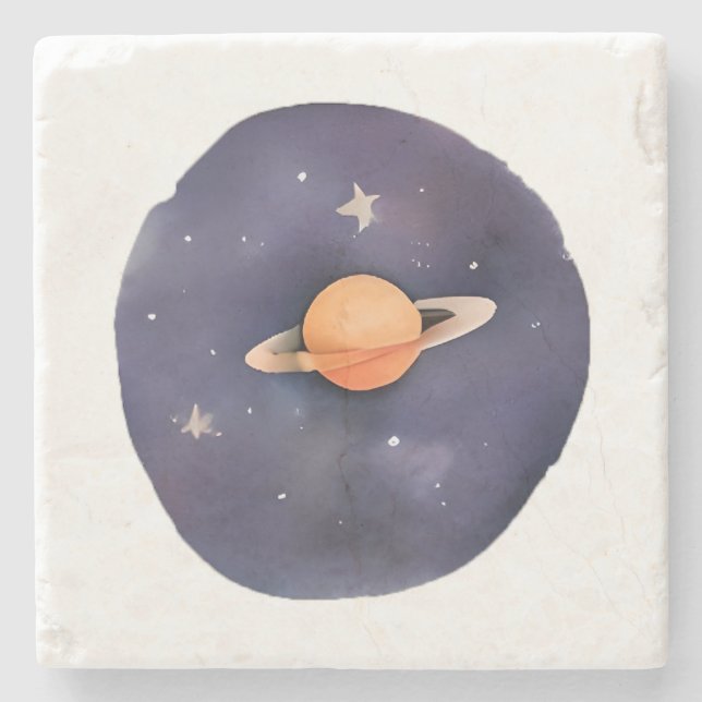 Saturnus serenat: Cosmic Watercolor Stenunderlägg (Framsidan)