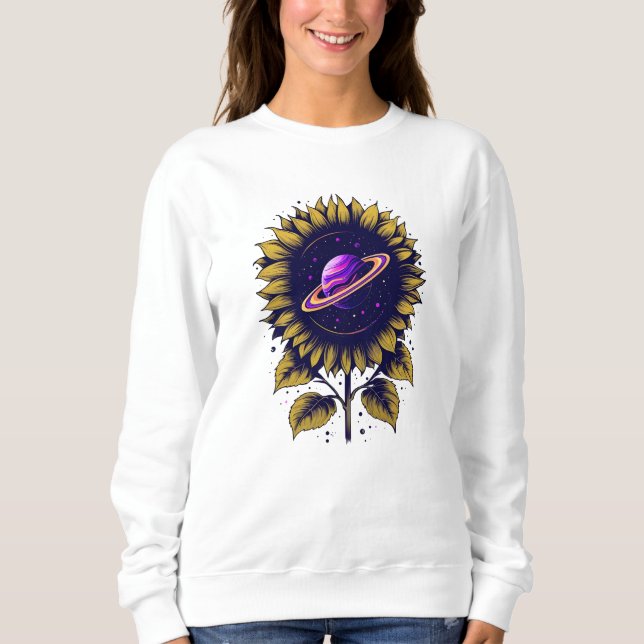 Saturnus Solros 2 Sweatshirt T Shirt (Framsida)