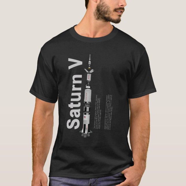 SaturnV svart standard T-tröja Tee (Framsida)