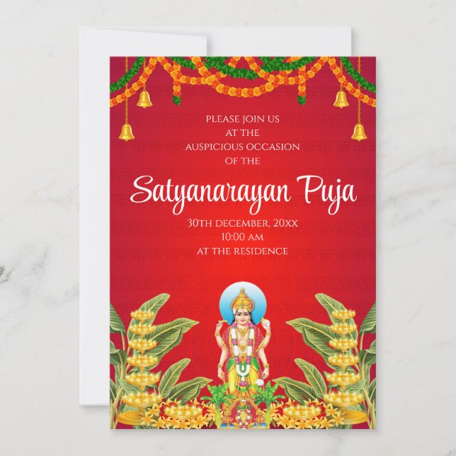 Satya Narayan pooja inbjudan Satyanarayan inbjudan (Framsida)