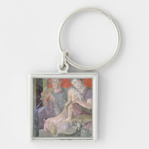 Satyr och Nymph Fyrkantig Silverfärgad Nyckelring