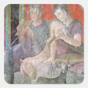 Satyr och Nymph Fyrkantigt Klistermärke