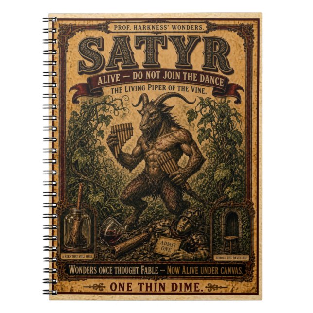 Satyr, Vintage Circus Monster Anteckningsbok (Framsidan)