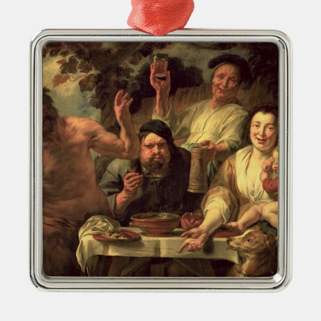 Satyren och bönderna julgransprydnad metall (Framsidan)