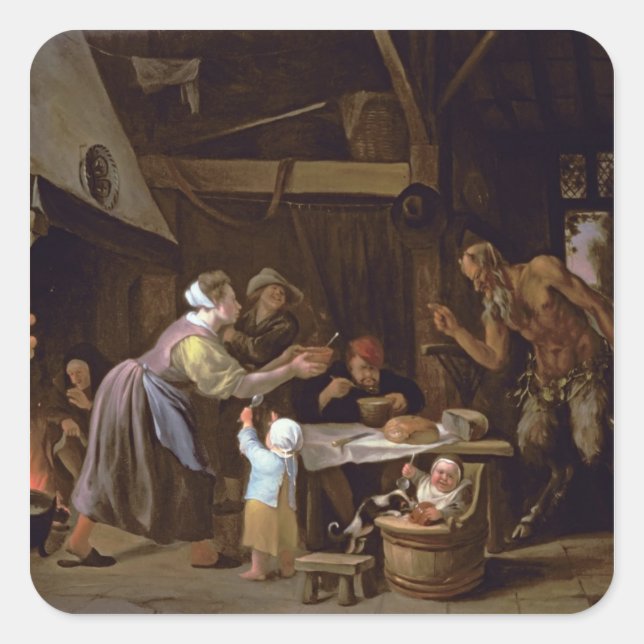 Satyrerna och familjen fyrkantigt klistermärke (Framsida)