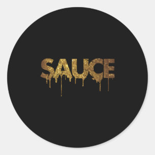 Sauce Smälter Dripg Golden Färgad Runt Klistermärke