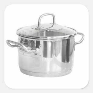 Saucepan av rostfritt stål fyrkantigt klistermärke