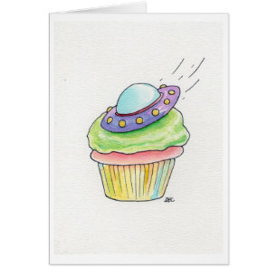 Saucer för UFO-muffinflyg Hälsningskort
