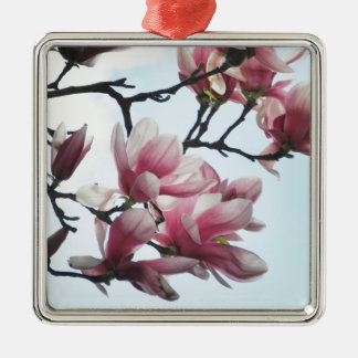 Saucer Magnolia Tulip Träd blommor Foto Julgransprydnad Metall