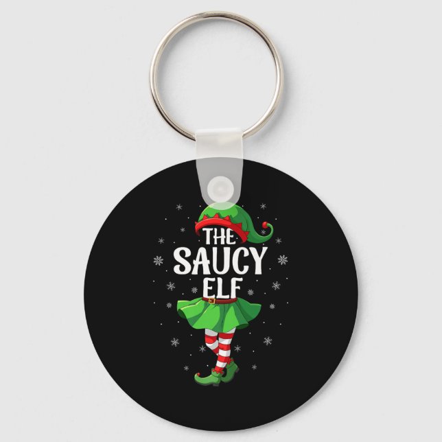 Saucy Elf Christmas Girls Women Elf Squad Xmas Fam Nyckelring (Framsida)